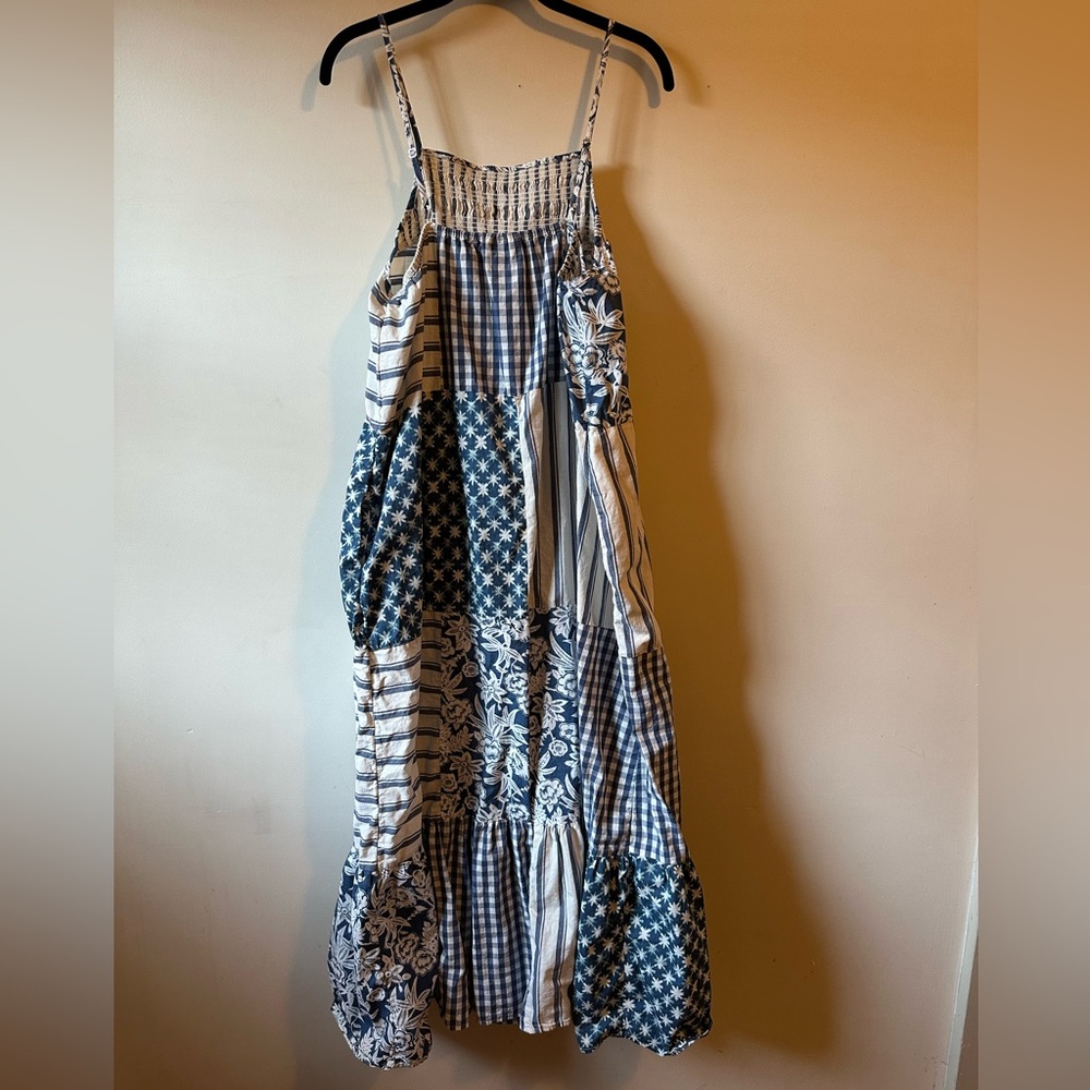 Universal Thread Cyanotype Patchwork Boho Smocked… - image 7